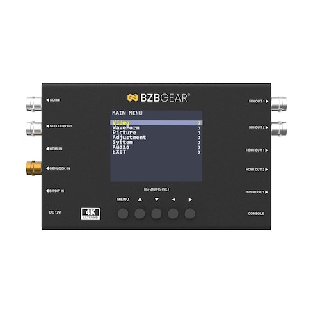 Bzbgear HDMI 2.0 & 12G/6G/3G/HD-SDI Cross Converter and Scaler with 3.5" LCD / Audio Embedder/De-Embedder BG-4KBHS-PRO