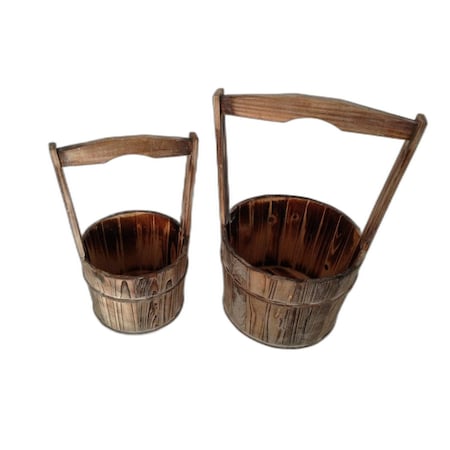 Homeroots Set of Two Brown Solid Wood Garden Accents Accessories 274841