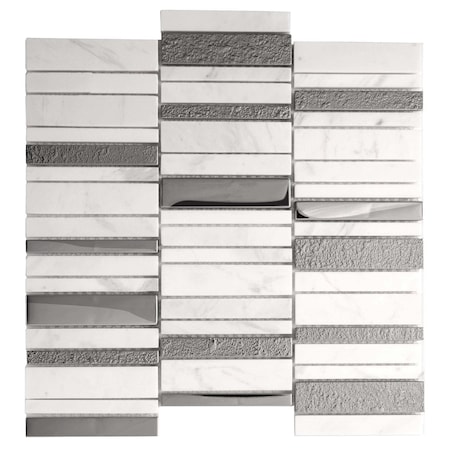 Apollo Tile Brown White 11.8 in x 11.8 in Glass, Stone Polished Floor and Wall Mosaic Tile 4.83 sqft/case, 5PK APLHTC88536-MA