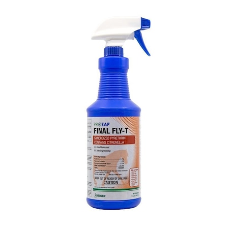 Prozap Final-Fly-T Fly-Die Equine Spray, Liquid, Clear/Light Yellow, Characteristic, Strong, 1 qt 1597510