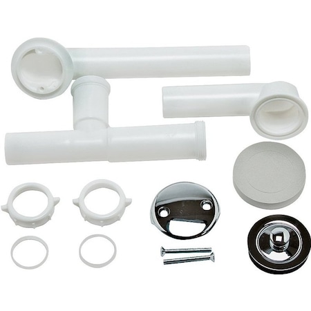 Moen Tub Drain with Lift-n-drain Assembly, PVC, White, Chrome-Plated 90530