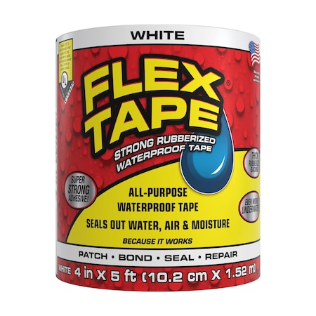 Flex Seal Rubberized Tape, White, 4" TFSWHTR0405