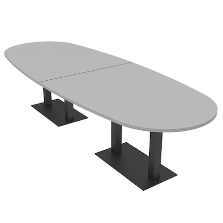 Skutchi Designs Boval Conference Table With Power, 48 in W, 120 in L, Grey HAR-BOVL-48X120-DOU.BK-U779-NA
