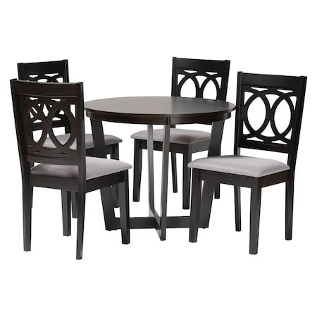 Baxton Studio Kara Modern Grey and Dark Brown Finished Wood 5-Piece Dining Set 250-9400-10898-ZORO