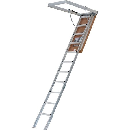 Louisville Fire-Rated Series Attic Ladder, 7 ft 8 in to 10 ft 3 in H Ceiling, 22-1/2 x 54 in Ceiling Opening AL2240MG-FT