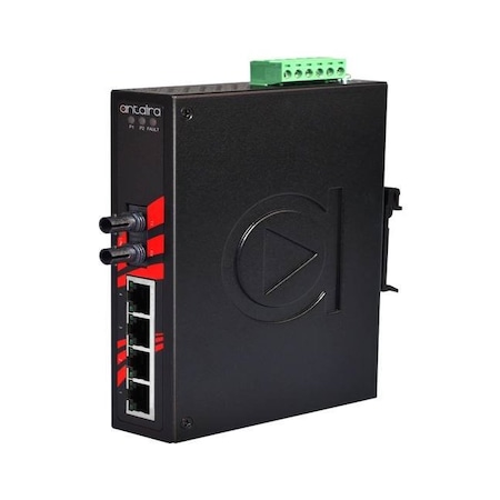 Antaira 5-Port Industrial Unmanaged Ethernet Switch, w/4*10/100Tx + 1*100Fx (ST) LNX-0501-ST-S3-T