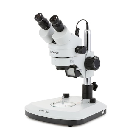 Amscope SM-1 Zoom Binocular Stereo Microscope 7X-45X w/5MP USB 2.0 C-mount Camera on Pillar Stand SM-1B-PL-5M