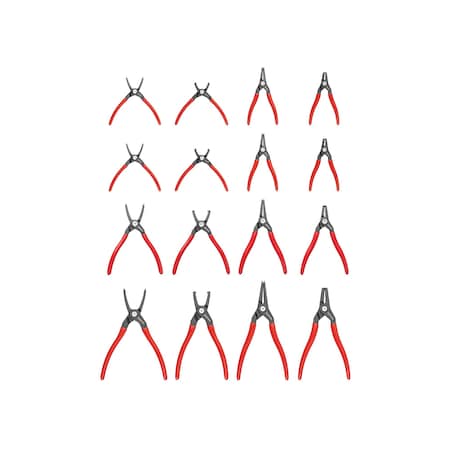 Tekton 5, 7, 9 Inch Internal and External Retaining Ring Pliers Set, 16-Piece PRR90100