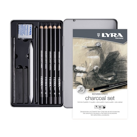 Lyra Rembrandt Charcoal Sketching Set Tin, Artist Pencils, Assorted, 11-Piece Set L2051112
