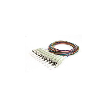 Cable Wholesale 12 Strand Fiber Pigtail, OM1 - 62.5/125, Multmode Beige Boot ST/PC connectors, 3 meter 15F1-11012