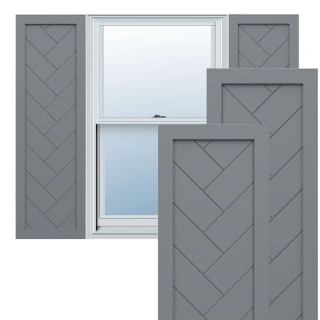 Ekena Millwork True Fit PVC Single Panel Herringbone Modern Style Fixed Mount Shutters, Ocean Swell, 18W x 80H, PR TFP001HB18X080CH