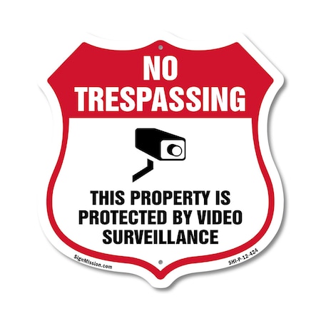 Signmission No Trespassing Shield Sign This Property, 12 Inch X 12 Inch, Plastic Sign SHI-P-12-424