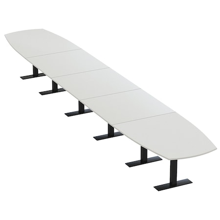 Skutchi Designs Arc Boat Conference Table With Power, 48 in W, 264 in L HAR-ABOT-48X264-T.BK-U779-NA