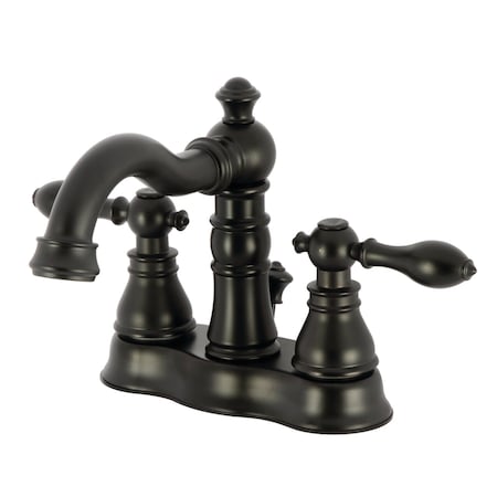 Kingston Brass Double-Handle 4" Centerset Bathroom Faucet with Brass Pop-Up, Matte Black FSC1600ACL