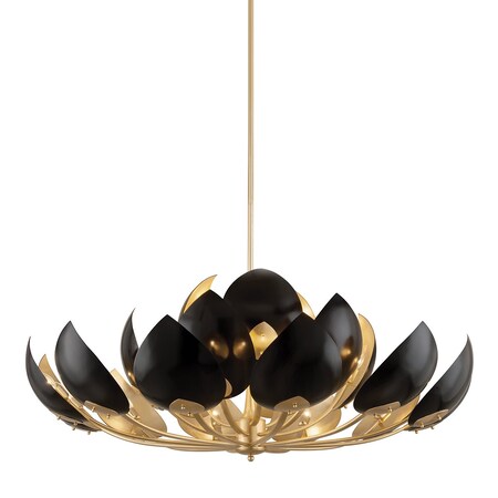 Hudson Valley Lighting Lotus 21 Light Chandelier 54 In. Gold Leaf/Black 5754-GL/BK