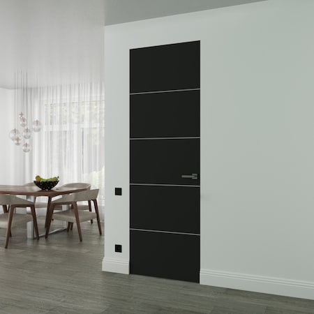 Sartodoors Hidden Door, Planum 0020 Matte Black Concealed Metal Frame 36" x 80" Left-hand Inswing PLANUM0020MF-BLK-36x80-LH-I