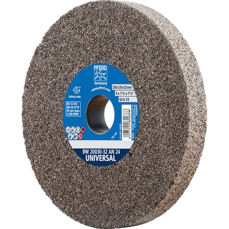 Pferd PFERD Vitrified Bench Wheel, UNIVERSAL, 8in x 1-1/4 x 2, 24 Grit, Aluminum Oxide 61681