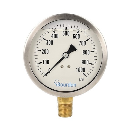 Bourdon Pressure Gauge, 1/4 in NPT, Bottom Location MAX5-D62.H30
