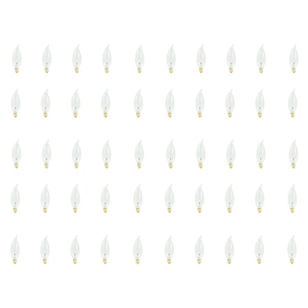 Bulbrite 25W Dimmable Clear CA10 Incandescent Light Bulbs, Candelabra E12 Base, 2700K, 50PK 861139