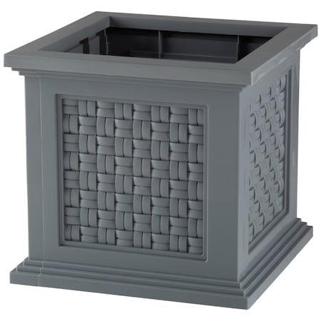 Pure Garden Rattan Style Outdoor Planter Box 14.65-Inch-Square Decorative Flower or Plant Pot 50-LG1471
