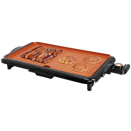 Megachef 18.89 Inch Electric Grill and Griddle in Black with Copper Coating MCG-4826YA