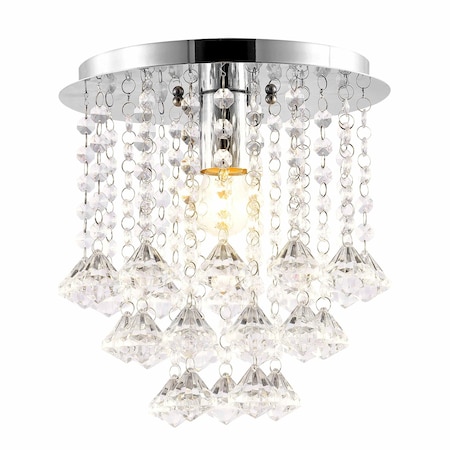 Jonathan Y Lillibet 9.88" 1-Light Traditional Transitional Iron LED Semi Flush Mount, Chrome/Clear JYL9900A