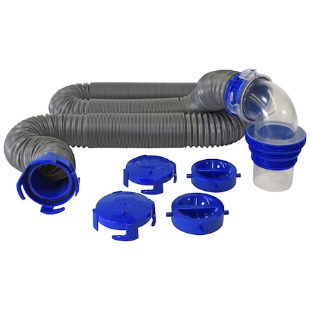 Duraflex Duraflex 22004; 20 Ft Extended RV Sewer Hose; Twist-Lock Fittings & Gaskets; Universal Adapter; Gray 22004