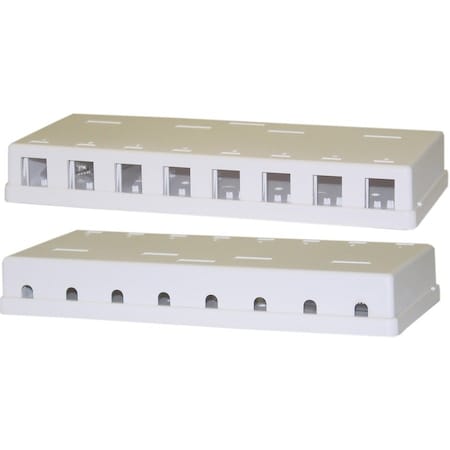 Cable Wholesale Blank Surface Mount Box for Keystones, 8 Port, White 300-3148E