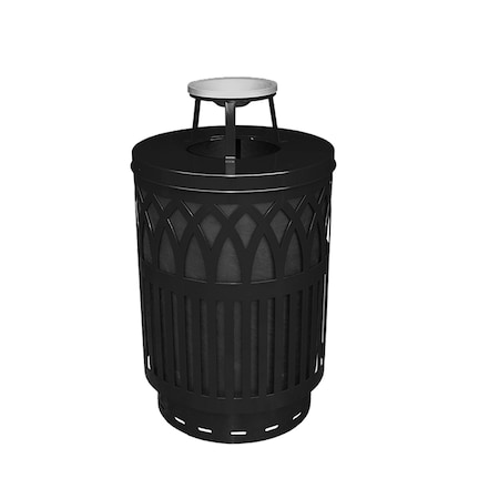 Witt Industries Black Outdoor Receptacle with Laser Cut Design with Ash Top COV40P-AT-BK
