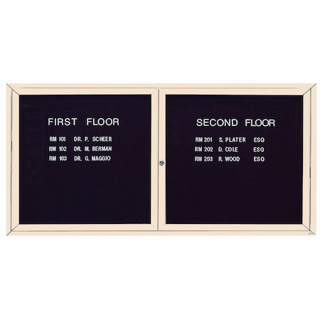 Aarco Enclosed Letter Board Directory w/ Powder Coated Ivory Aluminum Frame, 36''Hx72''W, 2 Doors ADC3672IV