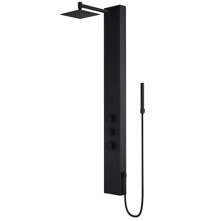 Vigo 55 in. H x 6 in. W 2-Jet Shower Panel System with Square Head and Hand Shower Wand, Matte Black VG08012MB