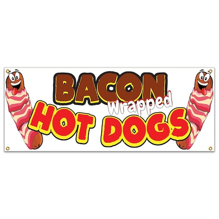 Signmission Bacon Wrapped Hot Dogs, 18 Inch x 48 Inch, Banner B-Bacon Wrapped Hot Dogs19