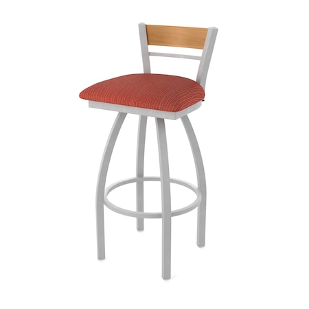 Holland Bar Stool Co Revelle 25in Swivel Counter Stool with Anodized Nickel Finish, Medium Back and Graph Poppy Seat 881