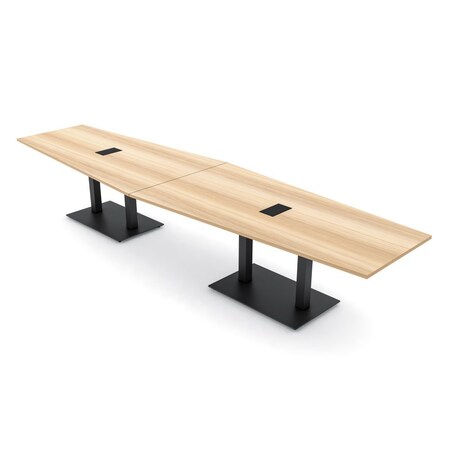 Skutchi Designs Hexagon Conference Table With Power Unit, 48 in W, 168 in L, Brown HAR-HEX.IR-48X168-DOU-K525-ESIL