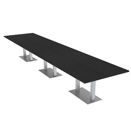Skutchi Designs Rectangle Conference Table With Power, 48 in W, 216 in L, Black HAR-REC-48X216-DOU-U999ST19-NA