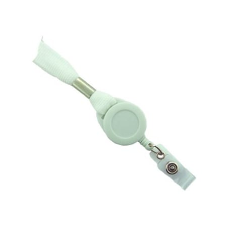 Brady Lanyard with Round Badge Reel and Clear Vinyl Strap Combo - White 2138-7008