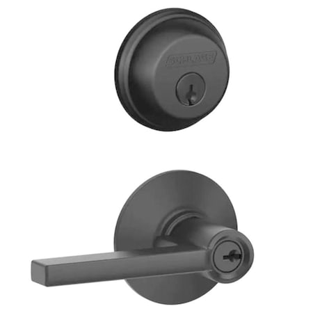 Schlage Schlage Latitude Straight/Contemporary Matte Black Entry Knob and Single Cylinder Deadbolt Right or FB50N G LAT 622