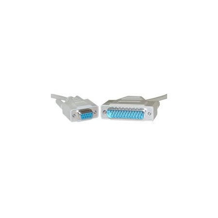 Cable Wholesale Serial Cable, DB9 Female to DB25 Male, UL rated, 9 Conductor, 6 foot 10D1-02306