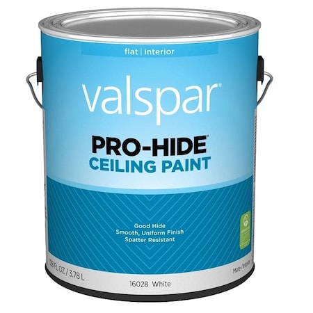 Valspar Pro-Hide 16028 Ceiling Paint, Flat, White, 1 gal, Metal Pail, Latex Base 028.0016028.007