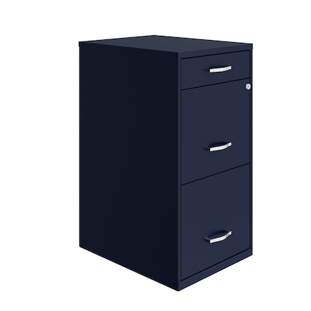 Space Solutions 14.25 in W 3 Drawer Vertical File Cabinet W/ Pencil Drawer, Navy 24414