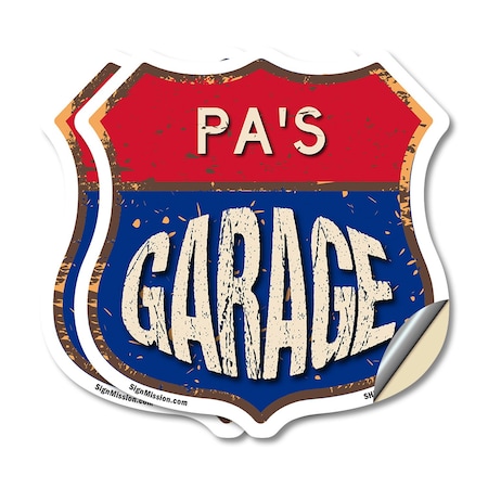 Signmission Pa's Garage, 18 inch X 18 inch, Vinyl Decal, 2PK SHI-D-2PACK-18-383-PA