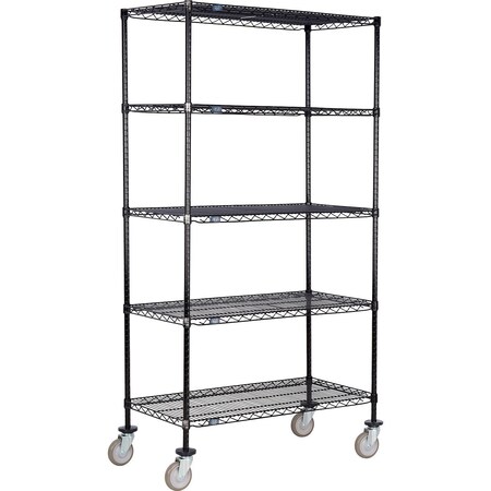 Global Industrial Nexel 5 Shelf Truck, Black Epoxy, 54"W x 24"D x 80"H, Polyurethane Swivel Casters B3156938