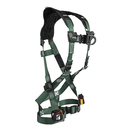 Falltech Full Body Harness, S/M, 420 lb, Quick-Connect Chest/ Quick-Connect Leg Straps, Back, Chest D-Ring 1910FDQCSM