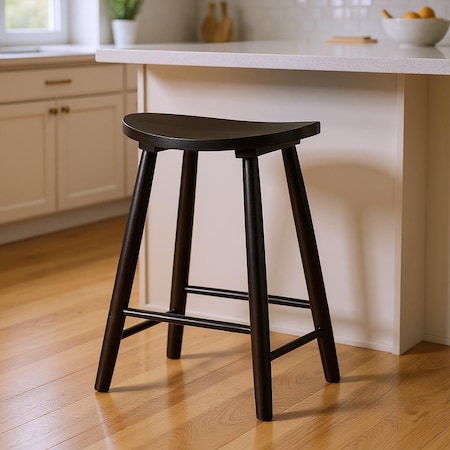 Homeroots 25" Black Solid Wood Backless Counter Height Bar Chair 632441