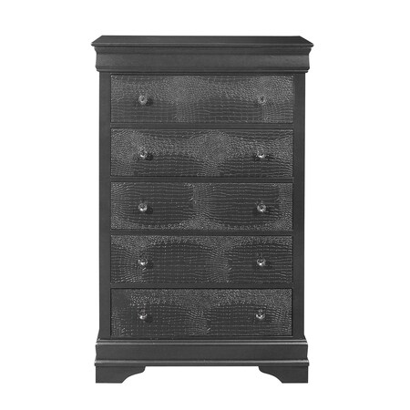 Homeroots 31" Metallic Grey Solid Wood Five Drawer Chest 478644