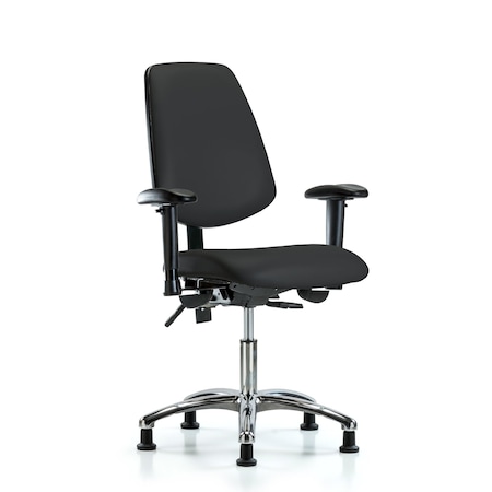 Blue Ridge Ergonomics Desk Chair Desk Chair, Vinyl, Med, Bk, Chrm, AA, Glds, Blk, Adjustable Arms, 18" to 23" Height, Vinyl BR-VDHCH-MB-CR-T0-A1-RG-8540