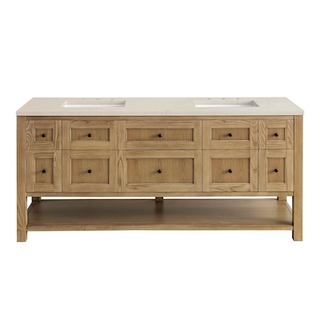 James Martin Vanities Breckenridge 72" Double Vanity, Light Natural Oak, w/ 3 CM Siberian Silestone Top 330-V72-LNO-3SFR