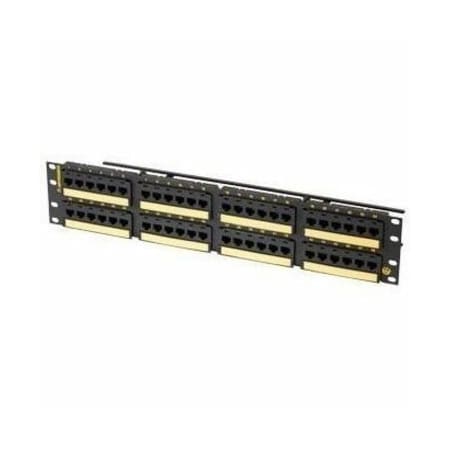 Ortronics 48-PORT PANEL 110-MOD 8W8P, CAT6A T568A/B HD LOADED, HI-DENSITY BLACK 2U PHD6AU48