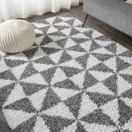 Jonathan Y Alcudia Geometric Shag Beige/Dark Gray 4 ft. x 6 ft. Area Rug SHG100A-4