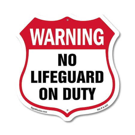 Signmission Pool Safety Shield Sign Warning No Lifeg, 6 Inch X 6 Inch, Plastic Sign SHI-P-6-431